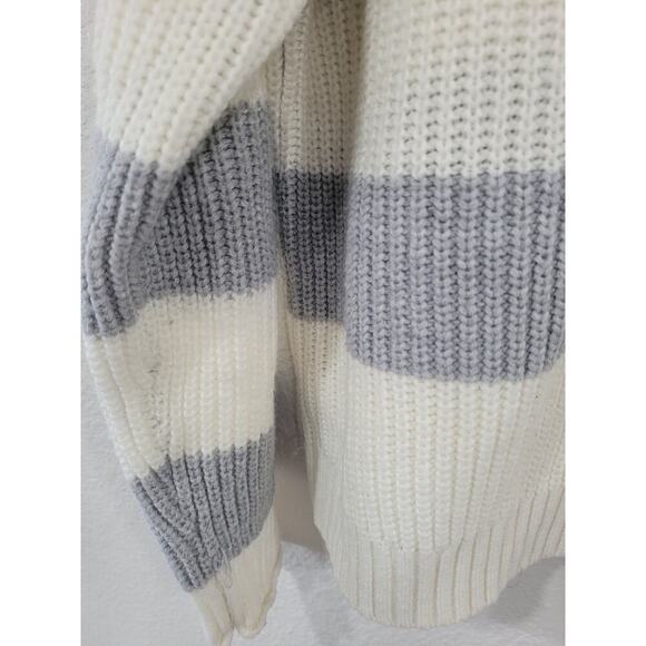 So Women's Striped Collared Sweater Gray / Cream‎ Size XL Super Soft #14 - Picture 3 of 5